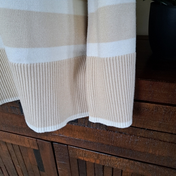 New! Matty M Tunic Sweater Women's Small Cream Beige Striped Knit Oversized - Picture 11 of 16